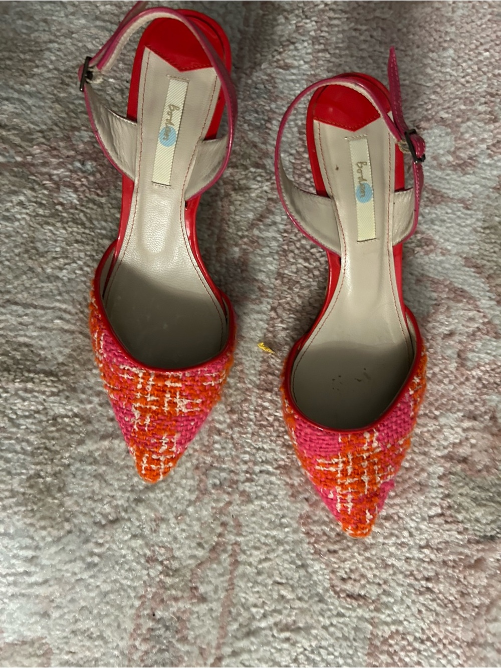 Boden Bright Pink-Orange Slingback Heels
